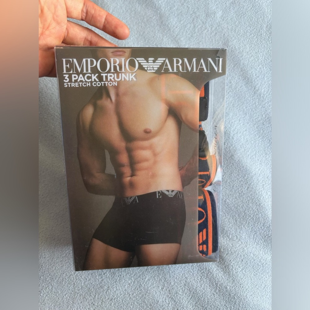 Emporio‎ Armani Mens 3 Pack Boxer Trunks  M Black /grey/navy cotton  Shorts